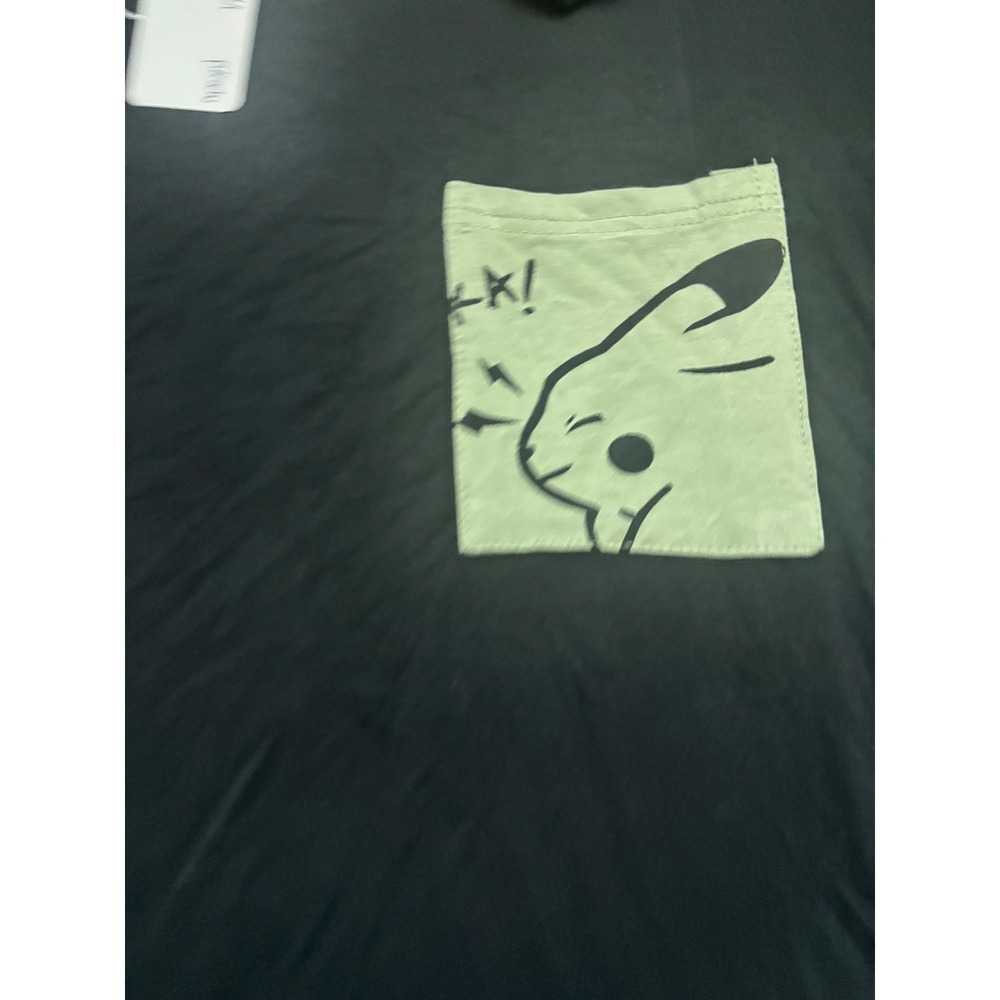 Pikachu Pokemon Graphic Tee Black Pocket Shirt Anime Gamer Soft Large - Picture 3 of 4